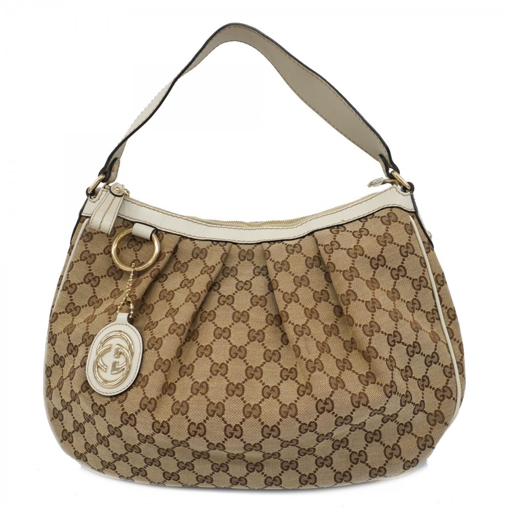 Gucci Shoulder Bag GG Canvas 232955 Beige White Women's