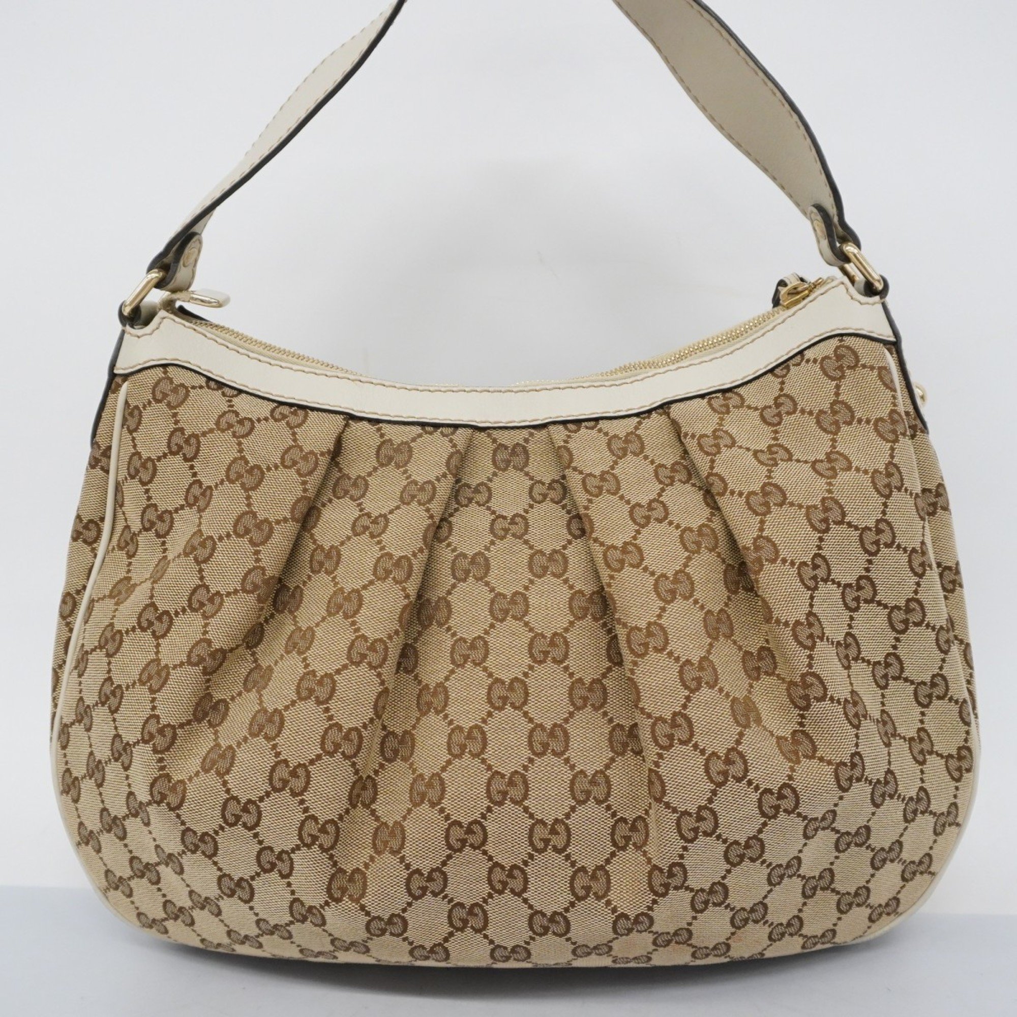 Gucci Shoulder Bag GG Canvas 232955 Beige White Women's