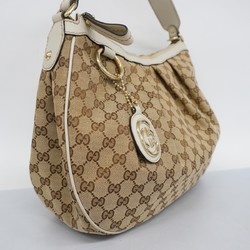 Gucci Shoulder Bag GG Canvas 232955 Beige White Women's