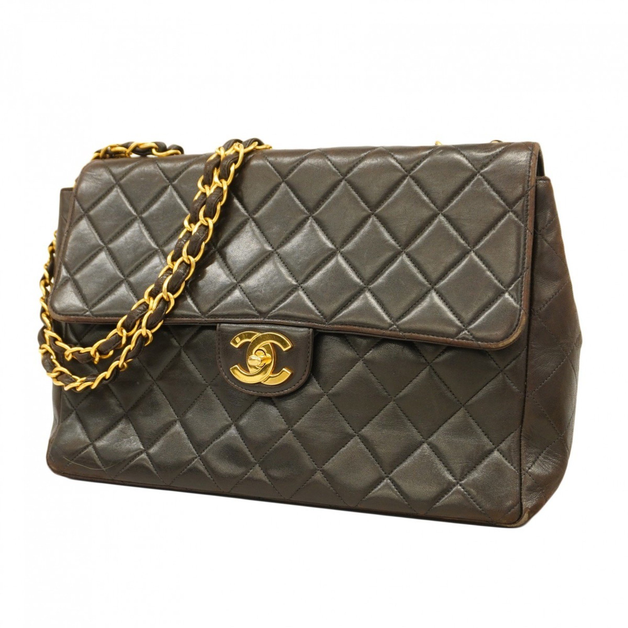 Chanel Shoulder Bag Matelasse Lambskin Black Women's