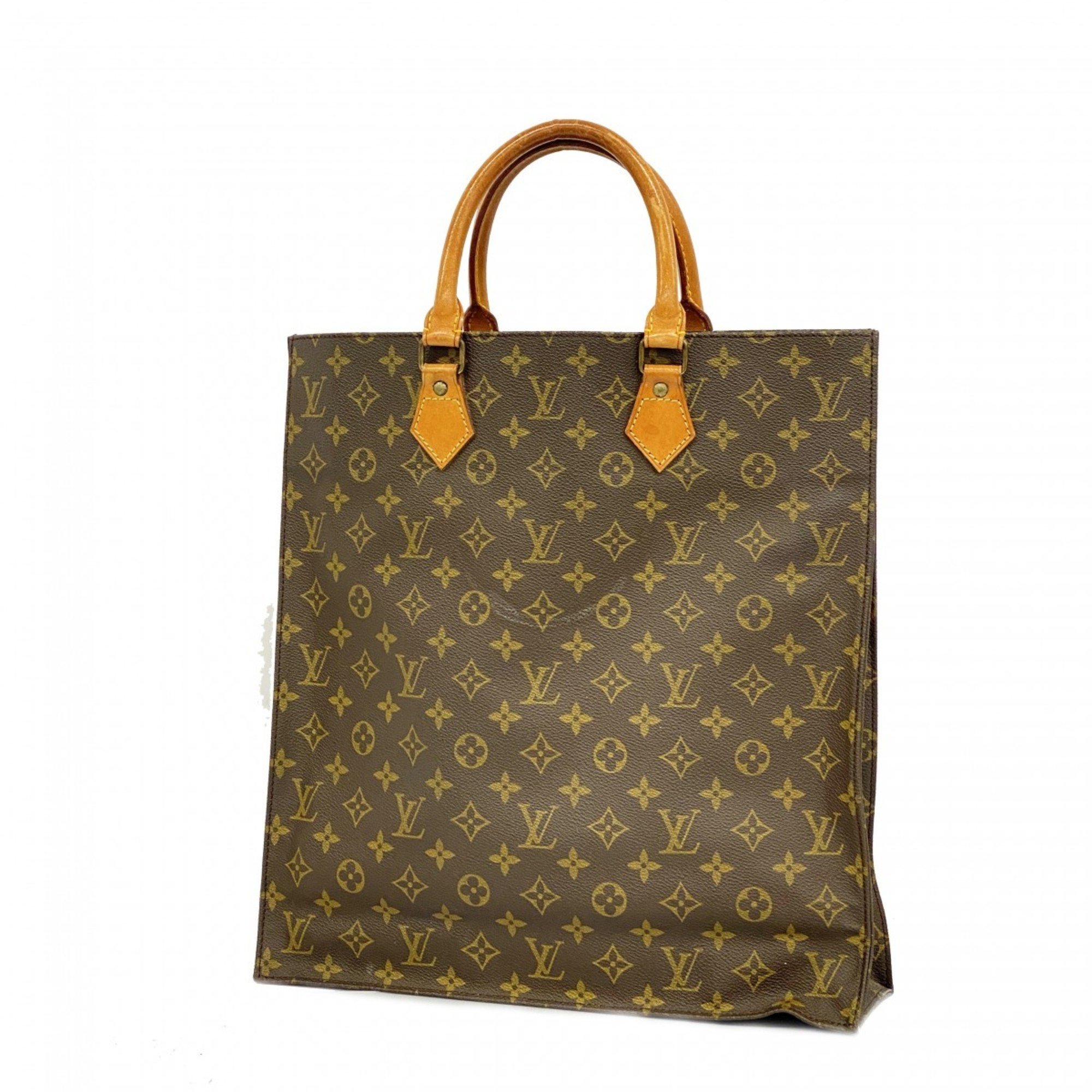 Louis Vuitton Tote Bag Monogram Sac Plat M51140 Brown Women's