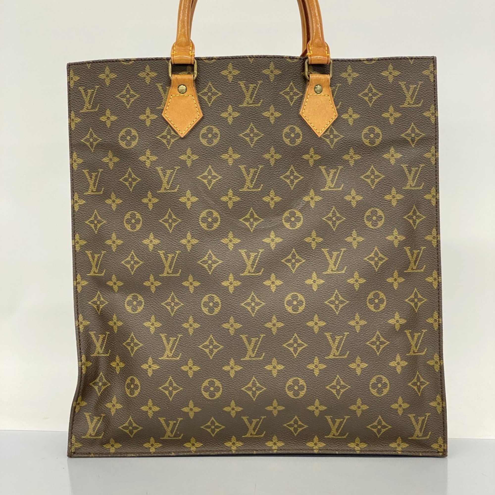 Louis Vuitton Tote Bag Monogram Sac Plat M51140 Brown Women's