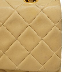 Chanel Shoulder Bag Matelasse Lambskin Beige Women's