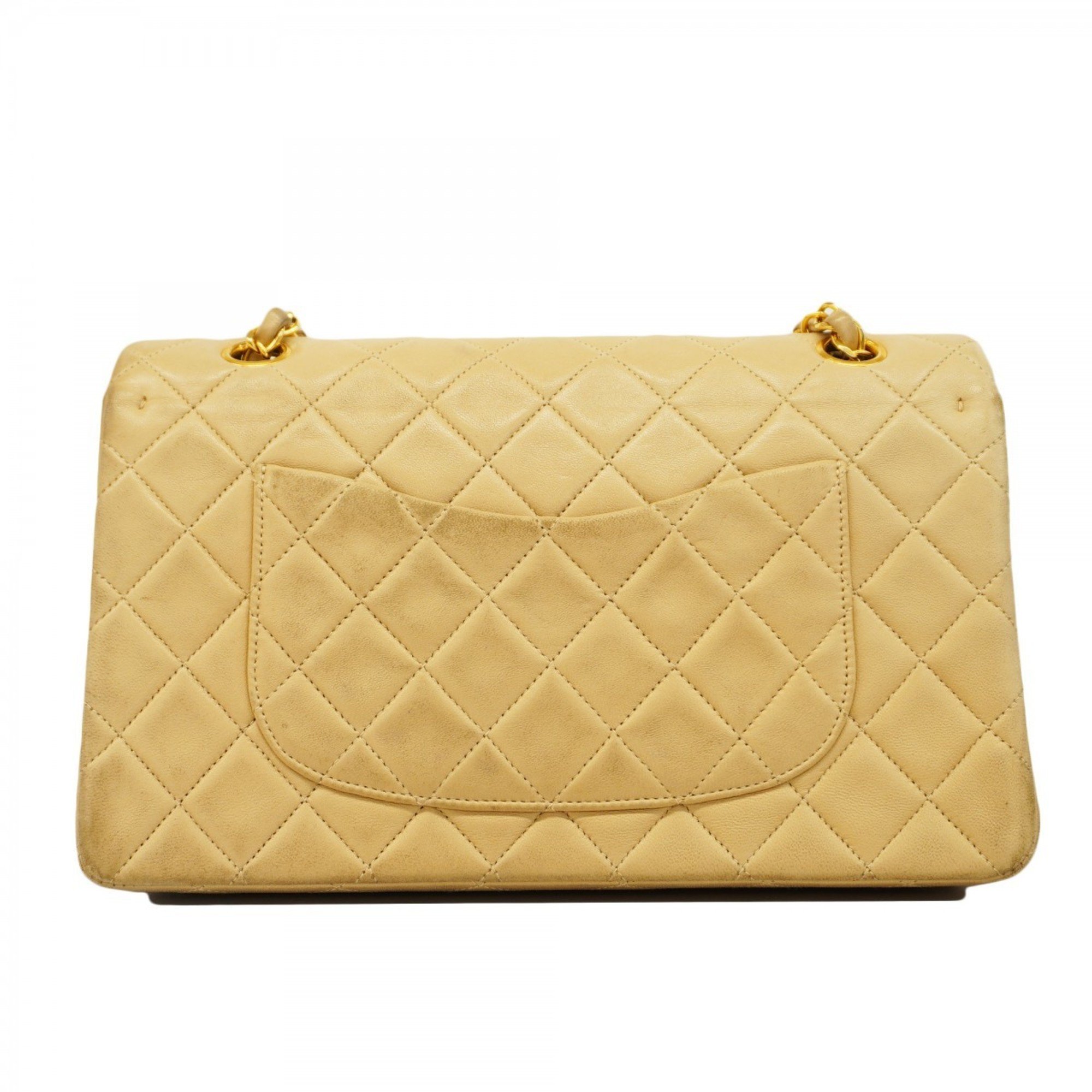 Chanel Shoulder Bag Matelasse Lambskin Beige Women's