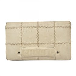 Chanel Long Wallet Chocolate Bar Caviar Skin White Women's