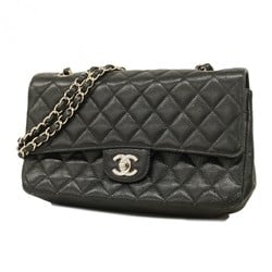 Chanel Shoulder Bag Matelasse Caviar Skin Black Women's