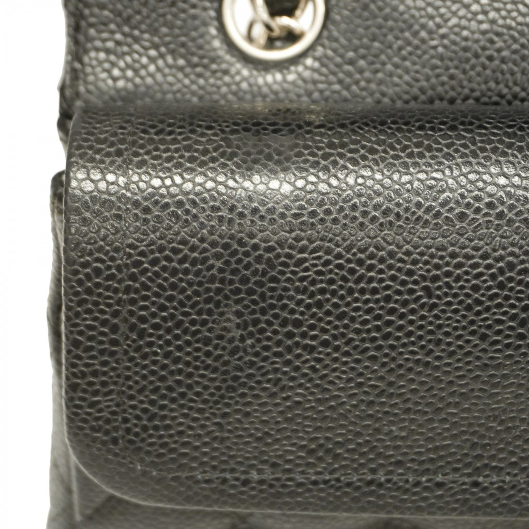 Chanel Shoulder Bag Matelasse Caviar Skin Black Women's