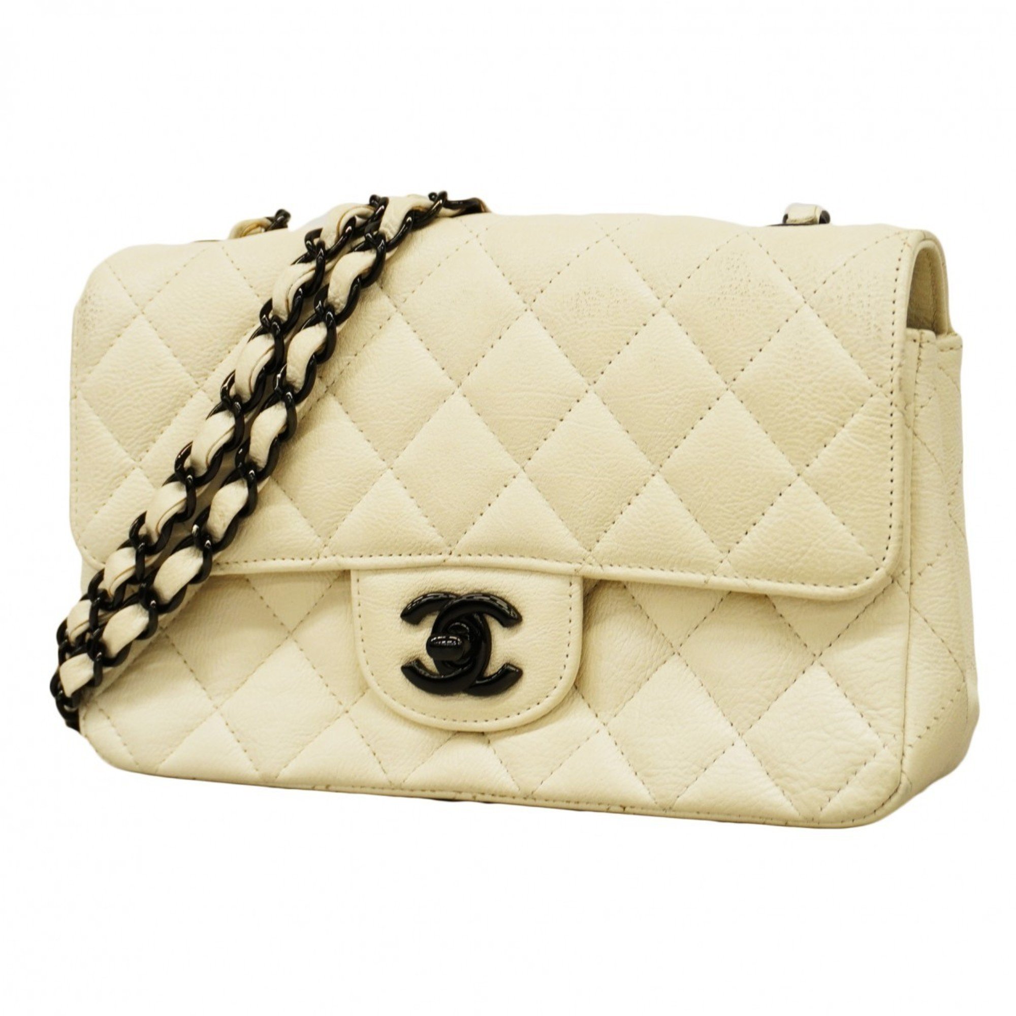 Chanel Shoulder Bag Matelasse Leather White Ladies