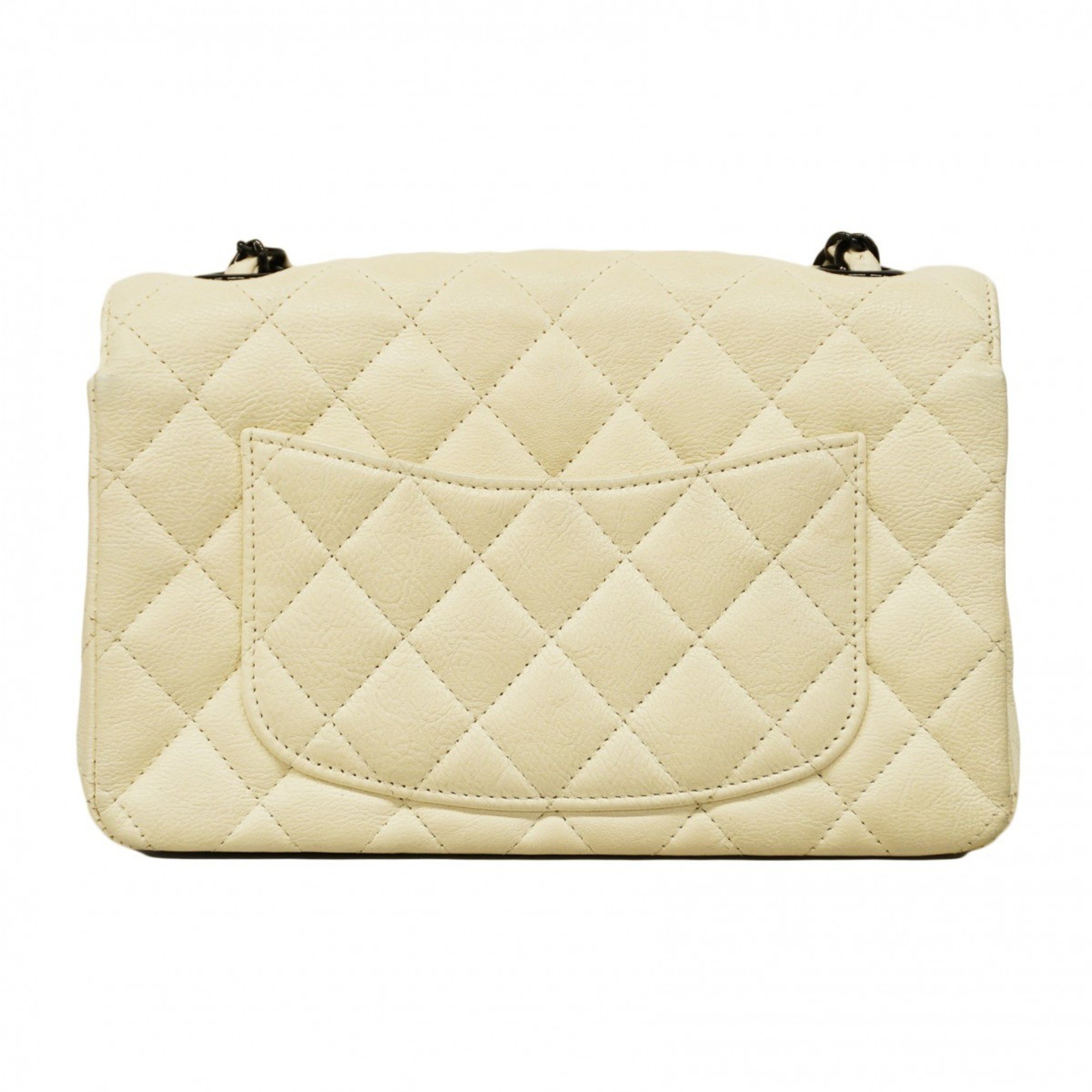 Chanel Shoulder Bag Matelasse Leather White Ladies