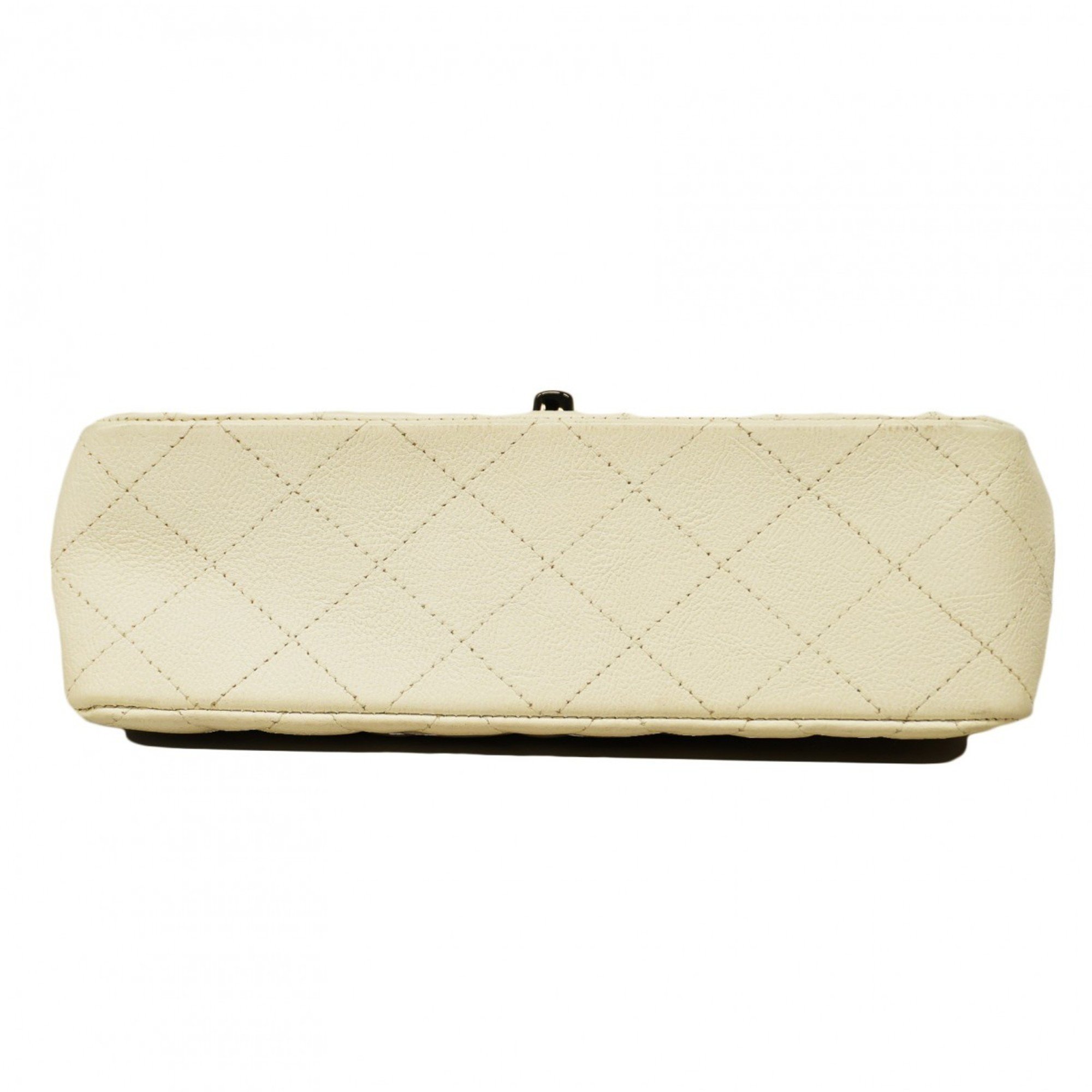 Chanel Shoulder Bag Matelasse Leather White Ladies