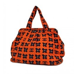 Chanel Tote Bag Canvas Orange Navy Women's