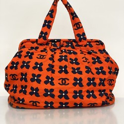 Chanel Tote Bag Canvas Orange Navy Women's