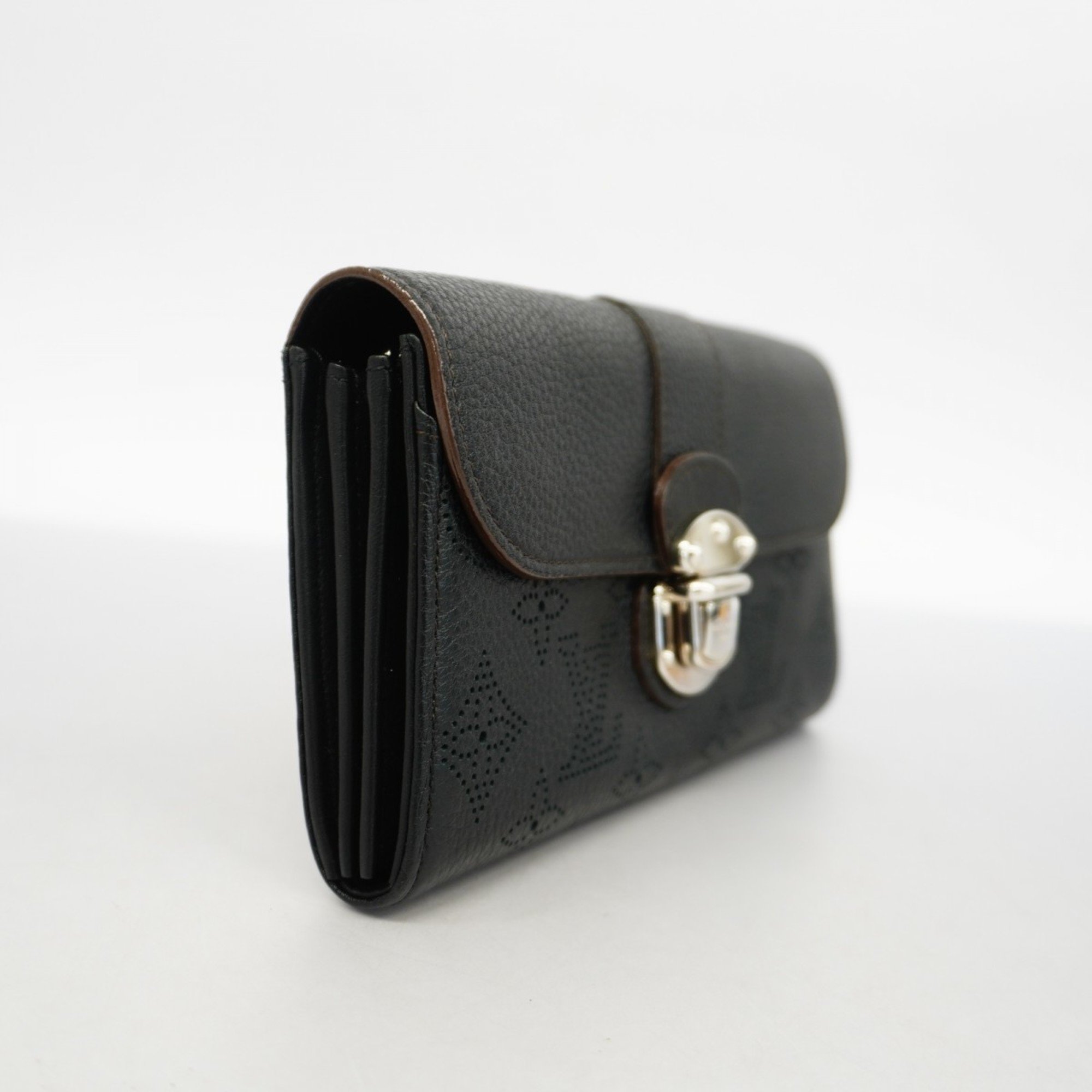 Louis Vuitton Long Wallet Mahina Portefeuille Iris M58136 Noir Ladies