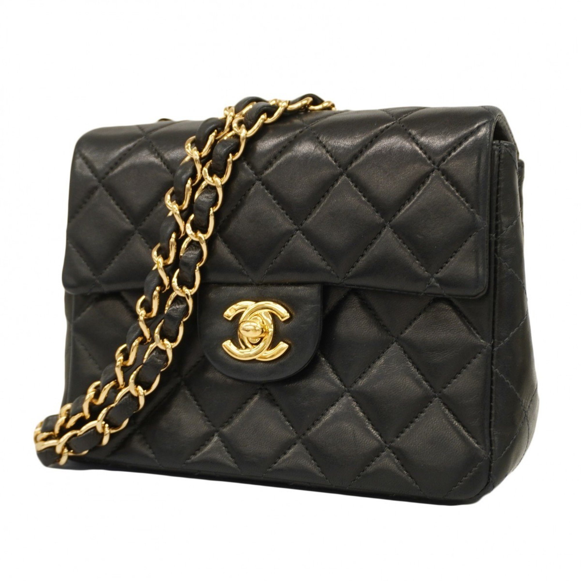 Chanel Shoulder Bag Matelasse Lambskin Black Women's