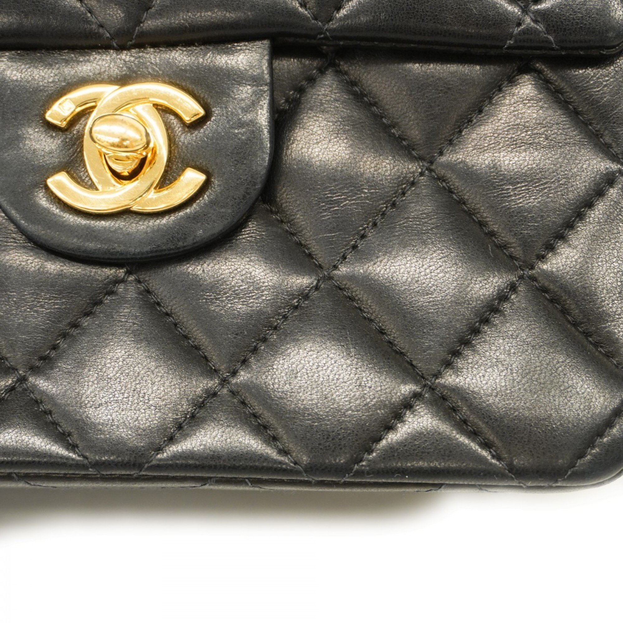 Chanel Shoulder Bag Matelasse Lambskin Black Women's