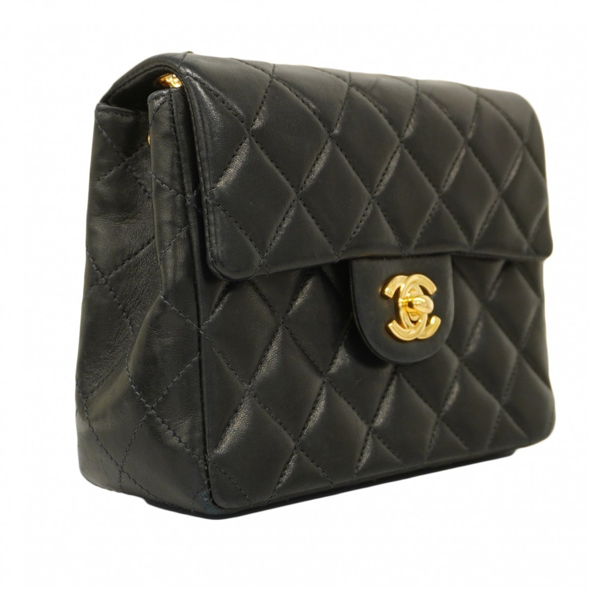 Chanel Shoulder Bag Matelasse Lambskin Black Women's