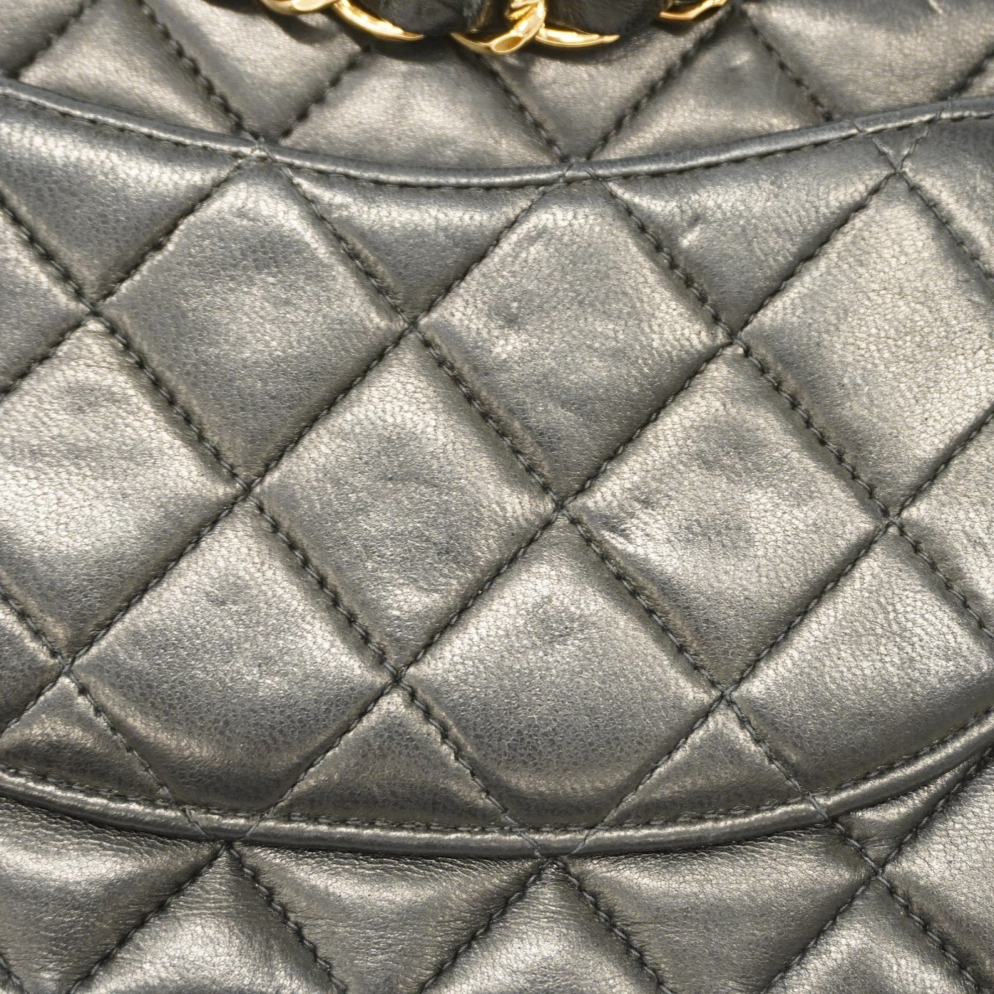 Chanel Shoulder Bag Matelasse Lambskin Black Women's