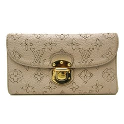 Louis Vuitton Mahina Portefeuille Amelia M93761 Women's Mahina Leather Long Wallet (tri-fold) Taupe