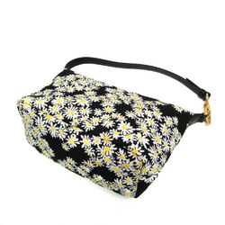 Miu Miu Floral One Shoulder Mini Bag 5NE841 Women's Nylon,Leather Handbag,Pouch Black,White