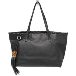 Gucci Bamboo Tassel 354665 Women's Leather Tote Bag Black