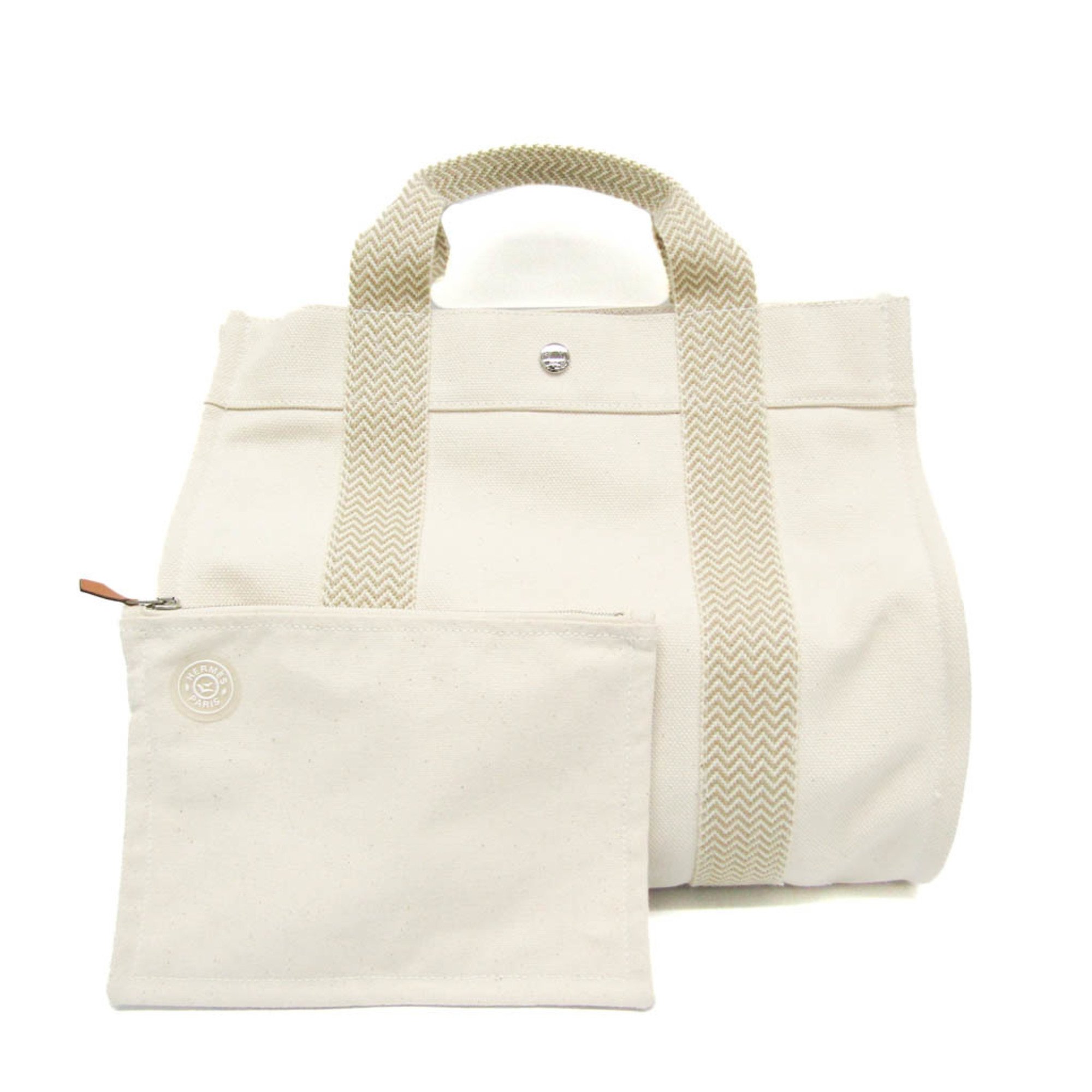 Hermes Cannes PM Women's Canvas Tote Bag Off-white