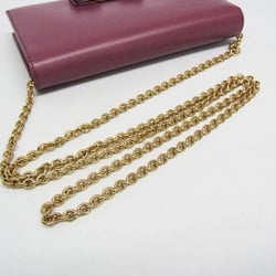 Salvatore Ferragamo Vara KM 22B850 Women's Leather Chain/Shoulder Wallet Pink