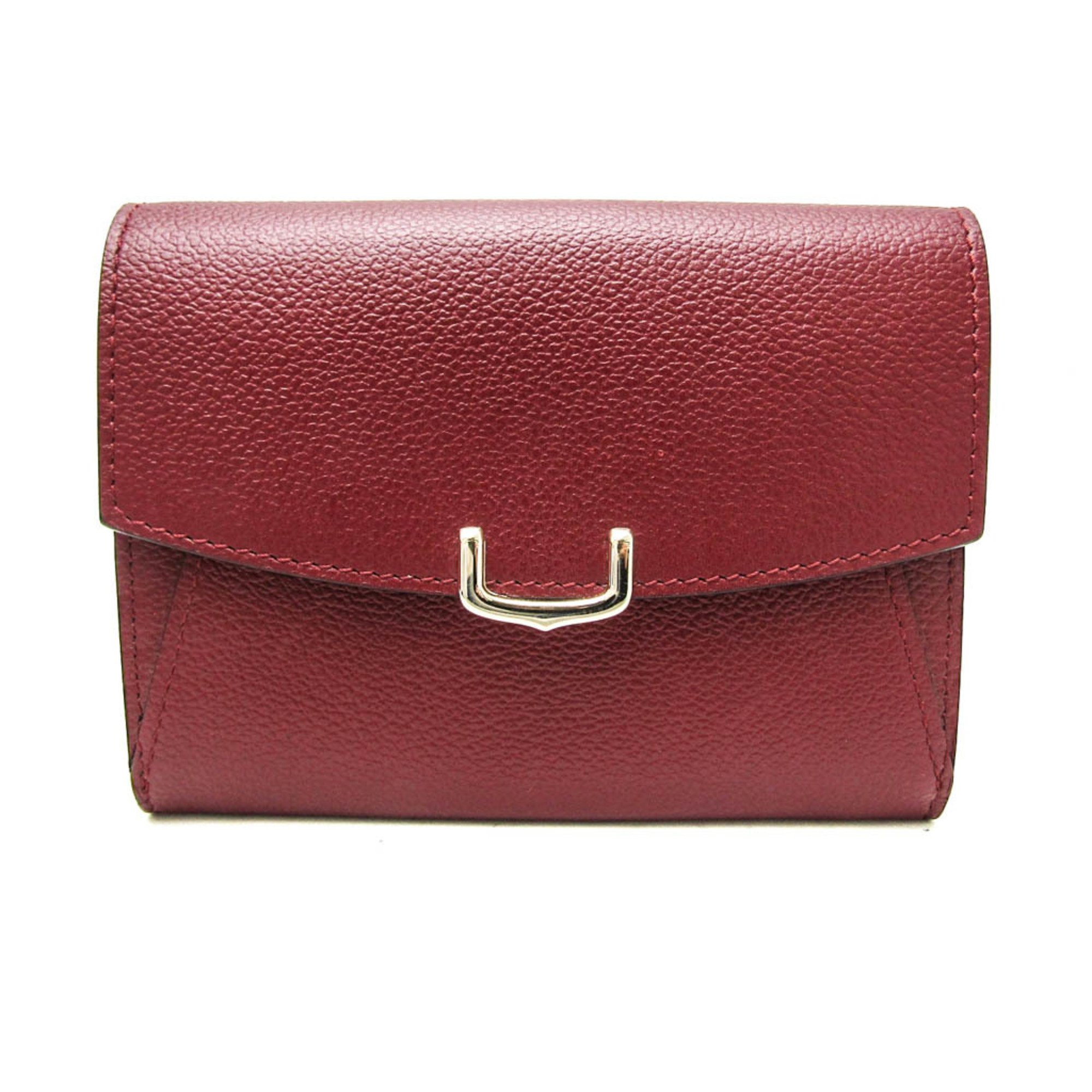 Cartier C De Cartier Compact Wallet L3001502 Women's Leather Middle Wallet (bi-fold) Bordeaux