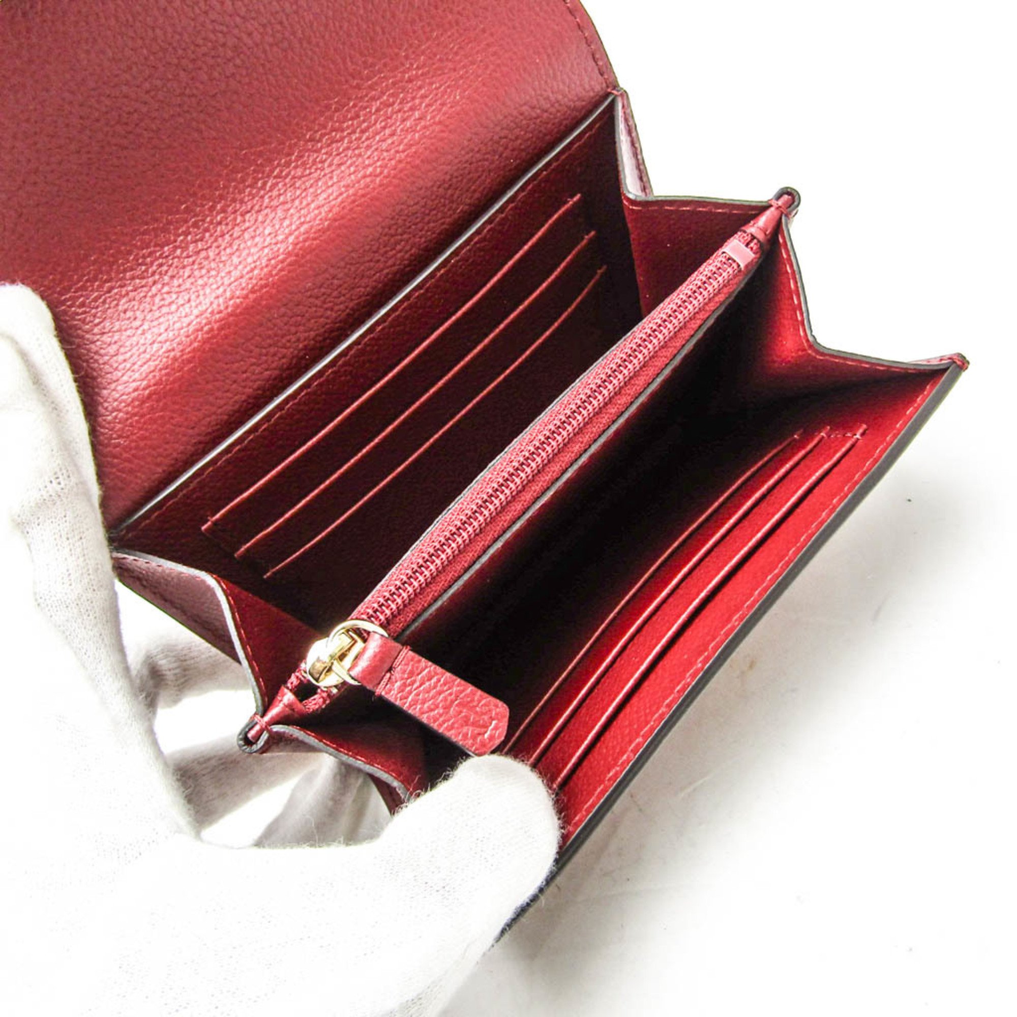 Cartier C De Cartier Compact Wallet L3001502 Women's Leather Middle Wallet (bi-fold) Bordeaux