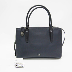 Coach Brooklyn Carryall 34 57276 Women's Leather Handbag,Shoulder Bag Navy