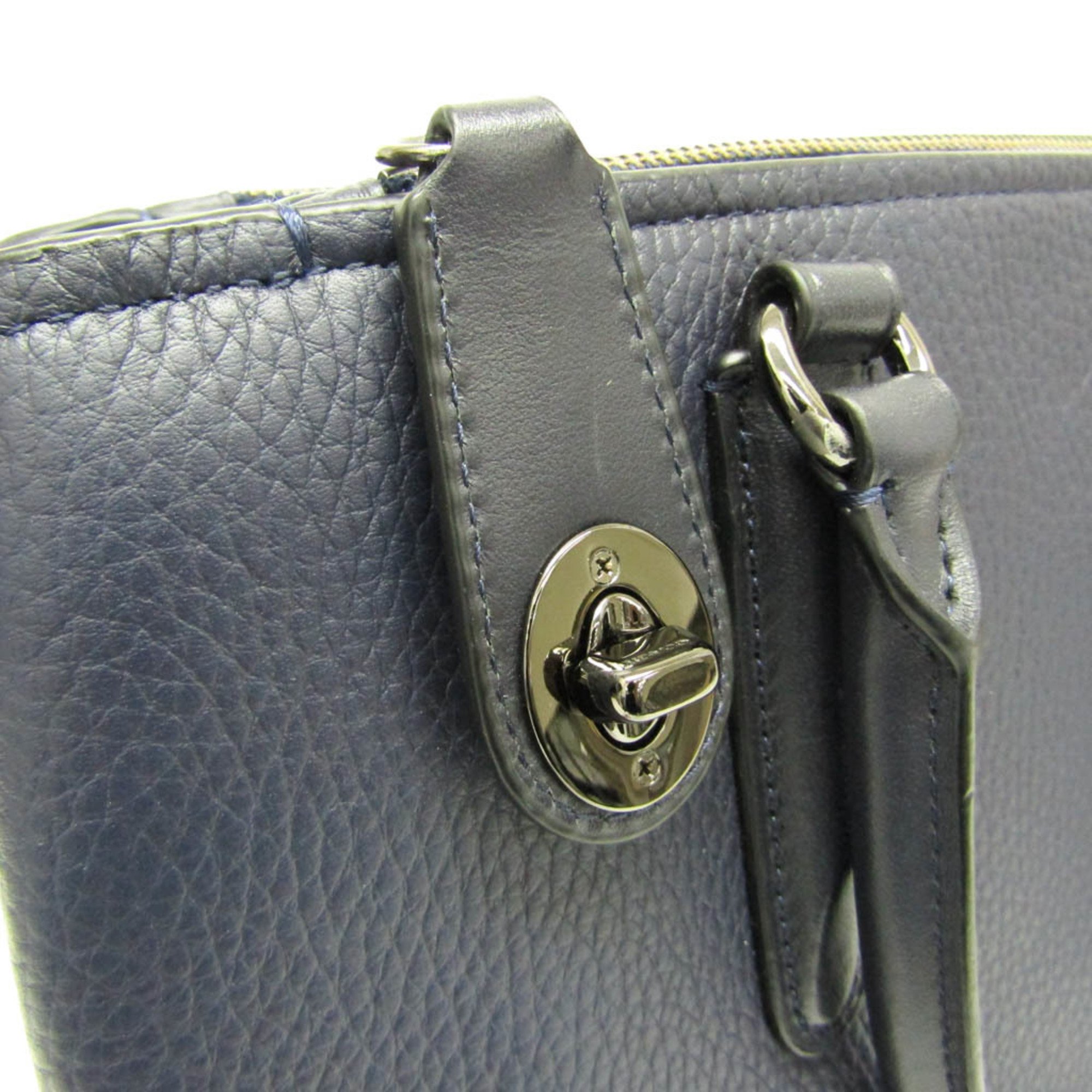 Coach Brooklyn Carryall 34 57276 Women's Leather Handbag,Shoulder Bag Navy