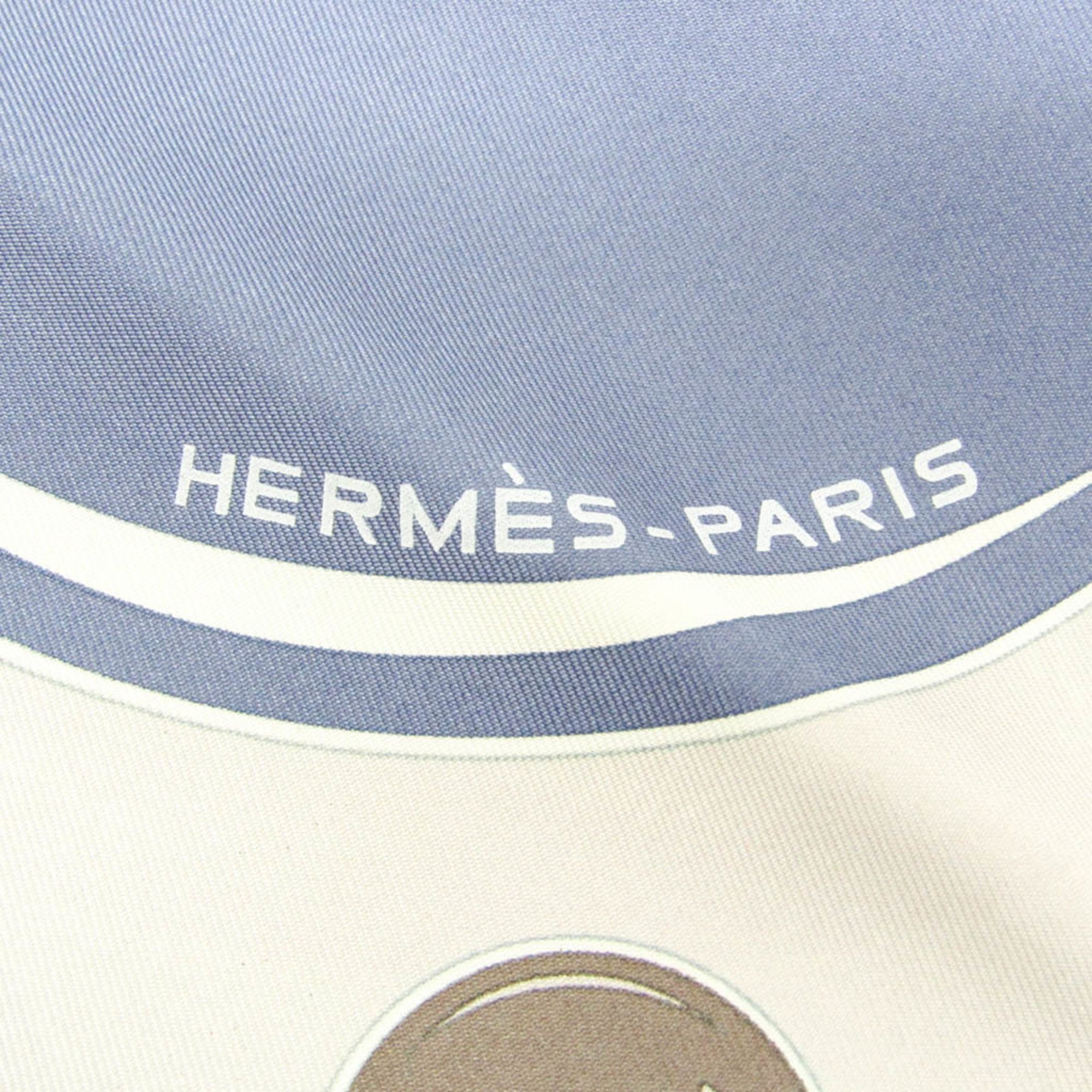 Hermes Carre 90 BAL DE BULLES 2003 Autumn/Winter Collection Women's Silk Scarf Blue,Light Brown,Orange