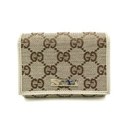 Gucci 131886 GG Canvas Leather Card Case Beige,Brown