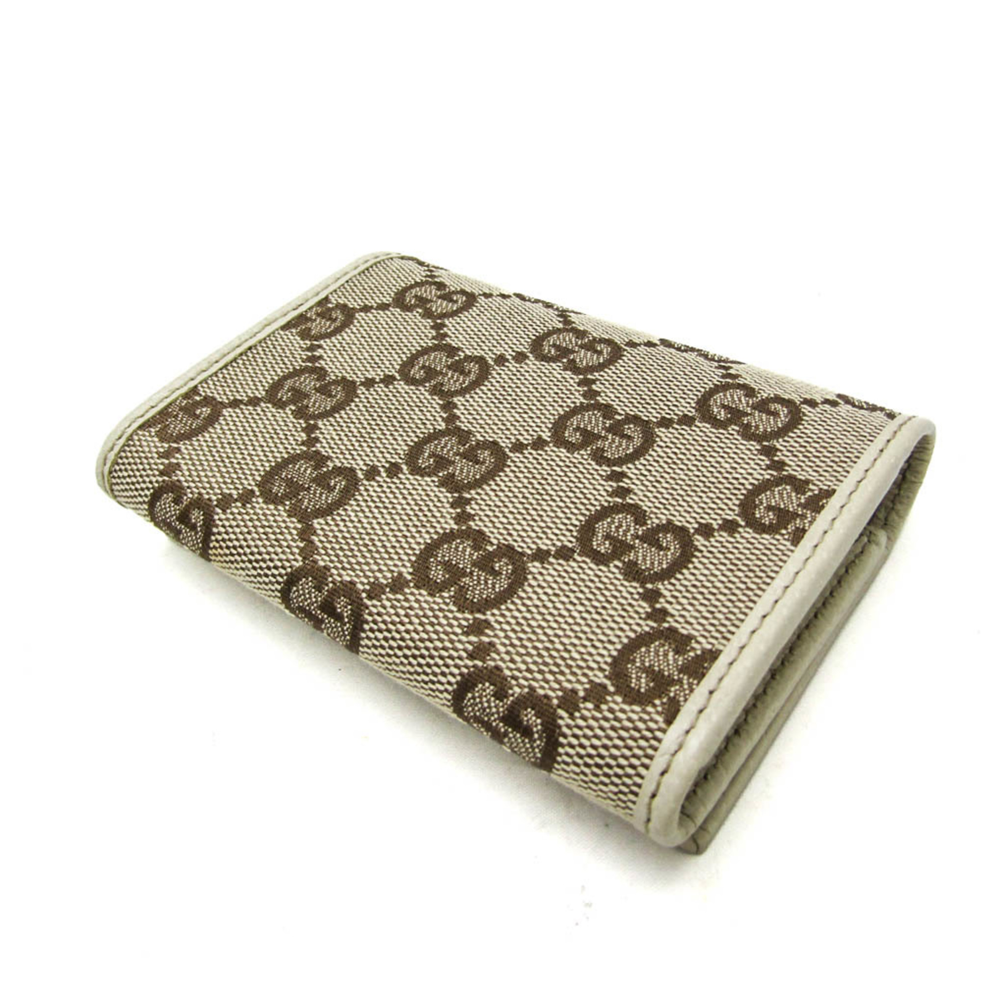 Gucci 131886 GG Canvas Leather Card Case Beige,Brown