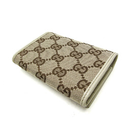 Gucci 131886 GG Canvas Leather Card Case Beige,Brown