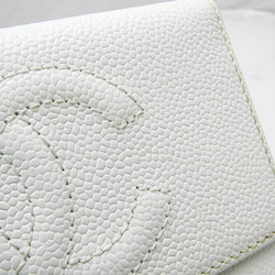 Chanel A13225 Women's Caviar Leather Middle Wallet (tri-fold) White