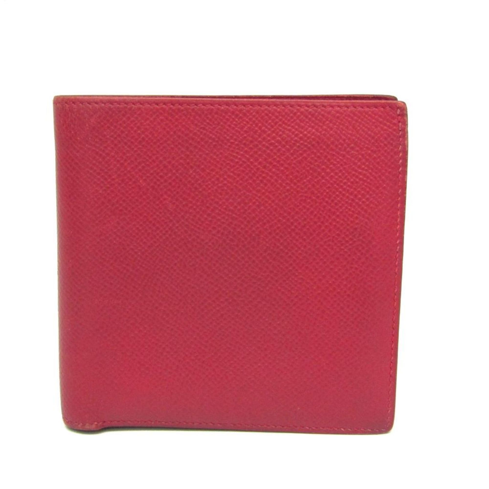 Hermes MC2 Galilei Men,Women Courchevel Leather Wallet (bi-fold) Red Color