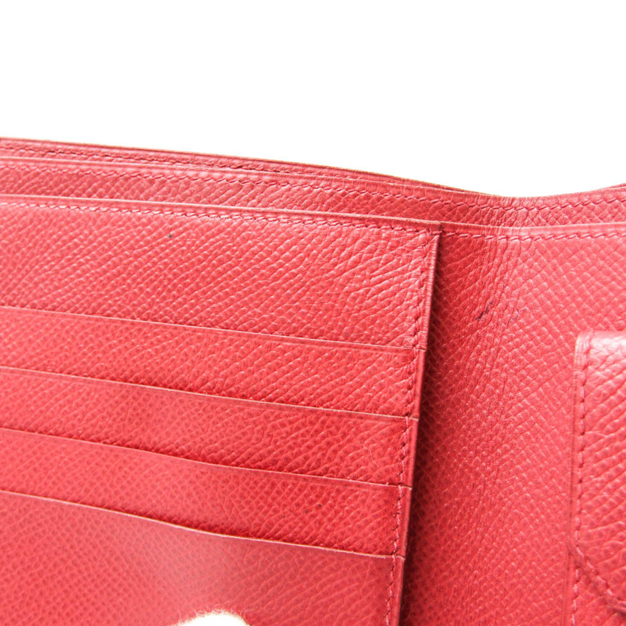 Hermes MC2 Galilei Men,Women Courchevel Leather Wallet (bi-fold) Red Color