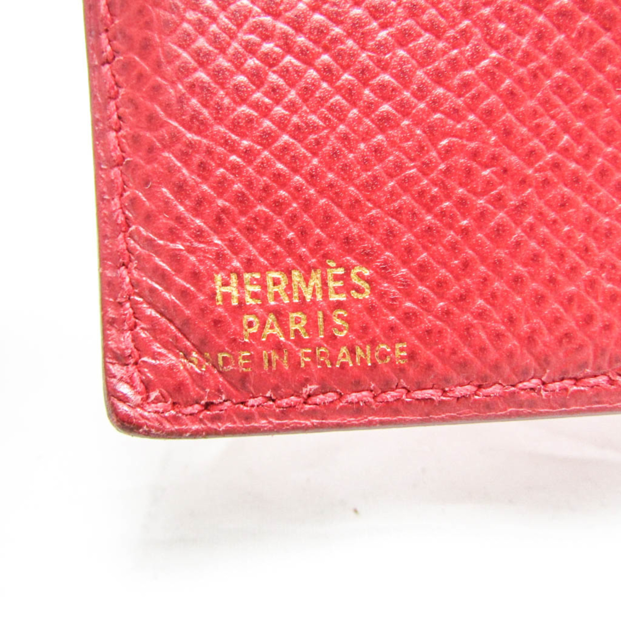 Hermes MC2 Galilei Men,Women Courchevel Leather Wallet (bi-fold) Red Color