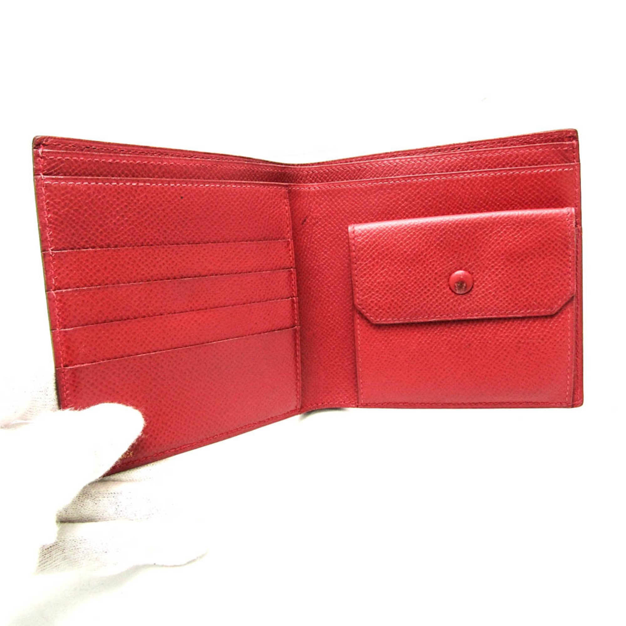 Hermes MC2 Galilei Men,Women Courchevel Leather Wallet (bi-fold) Red Color