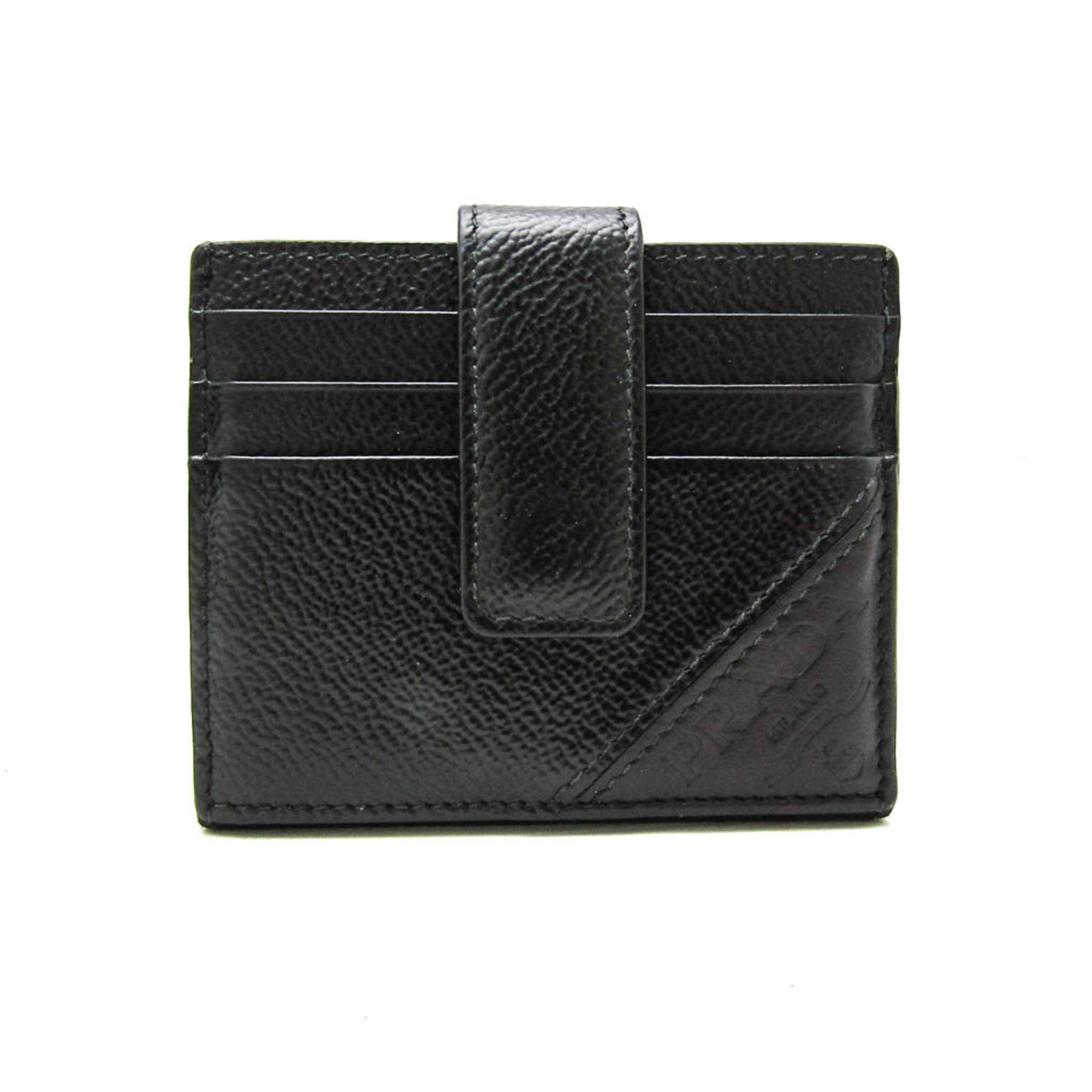 Prada Bi-fold Card Case Leather Card Case Black