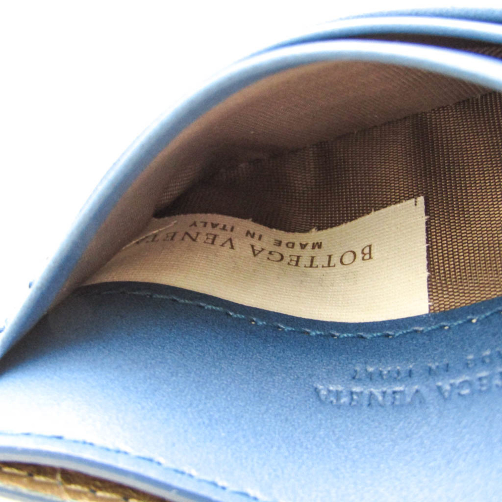 Bottega Veneta Intrecciato Leather Card Case Blue