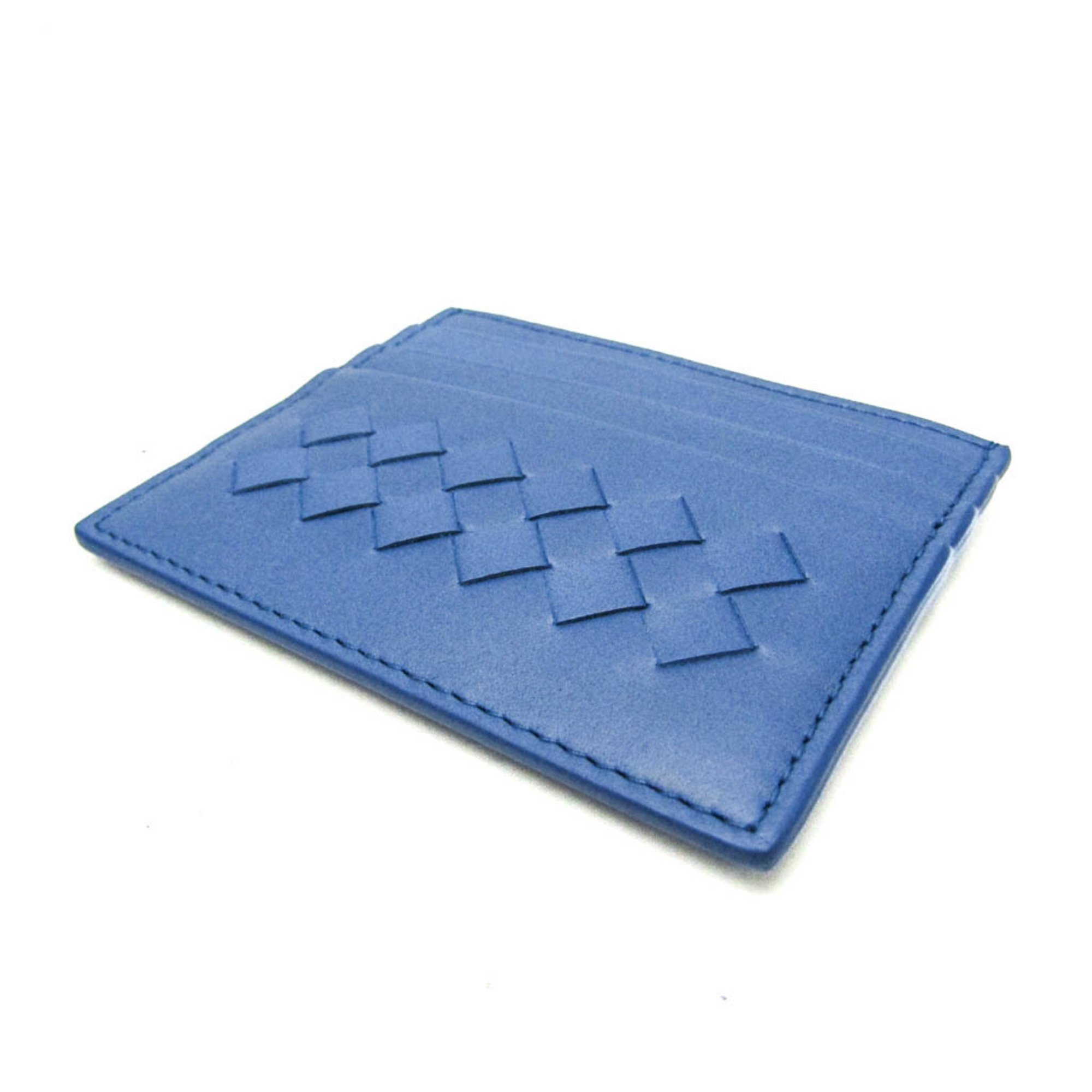 Bottega Veneta Intrecciato Leather Card Case Blue