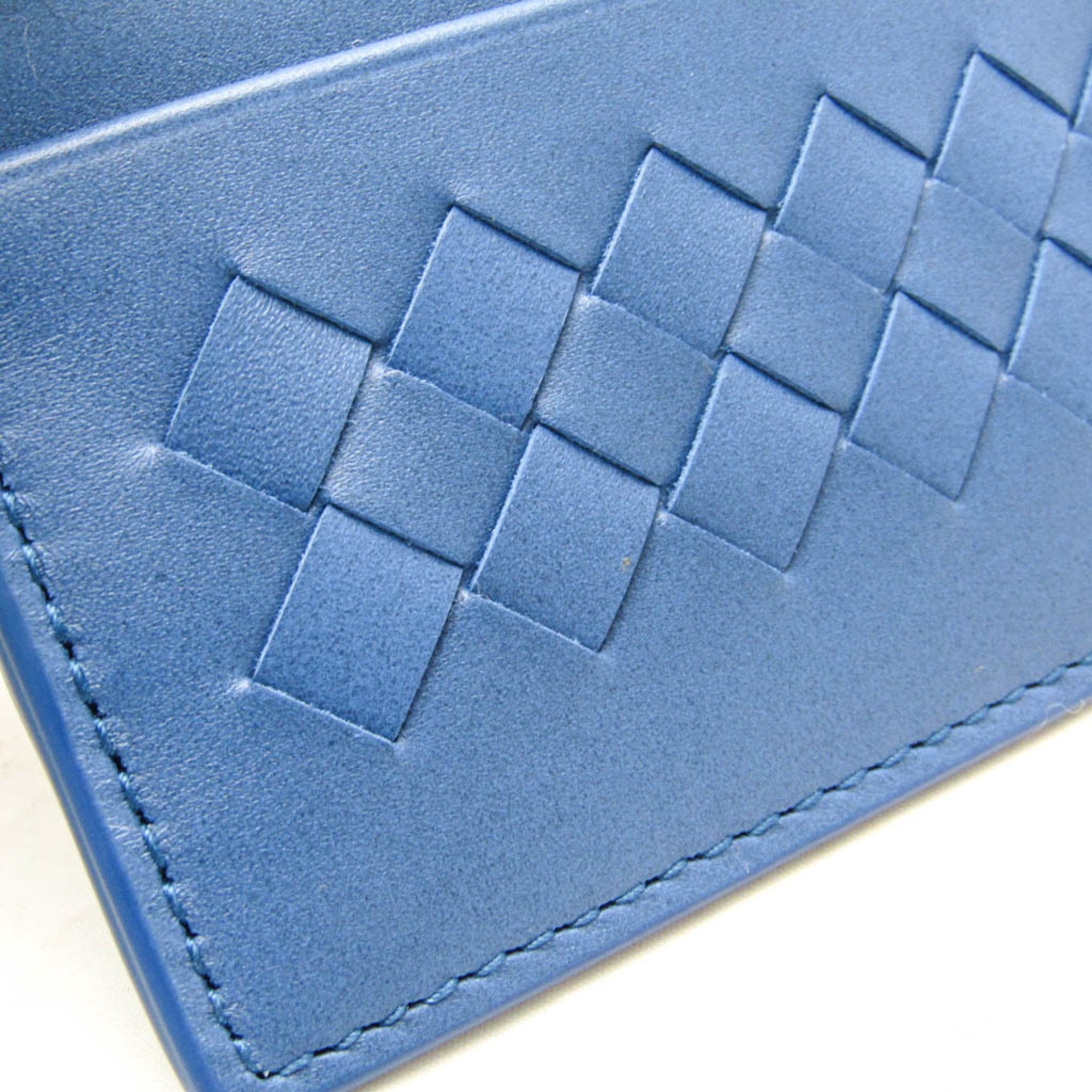 Bottega Veneta Intrecciato Leather Card Case Blue