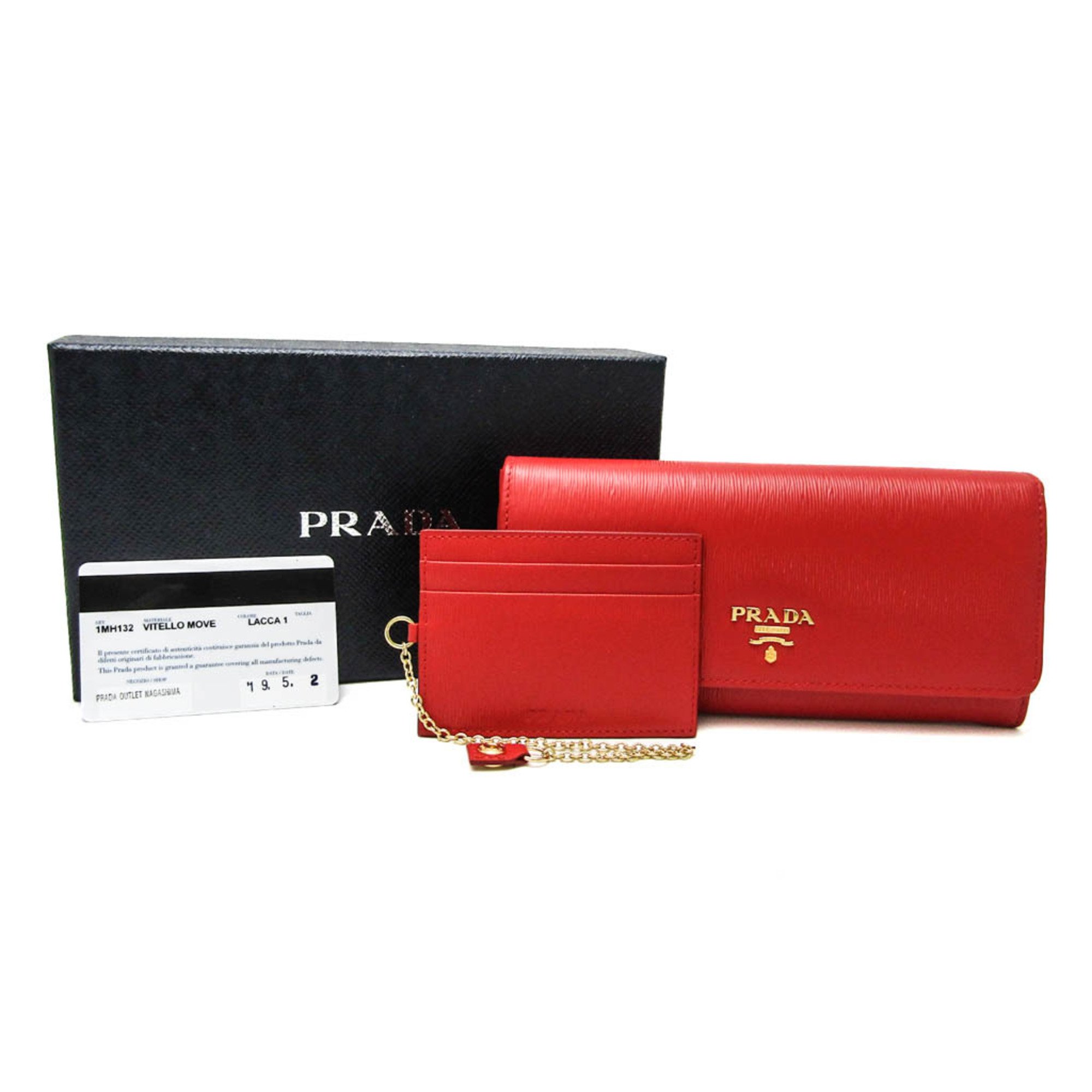 Prada 1MH132 Women's Leather Long Wallet (bi-fold) Lacca