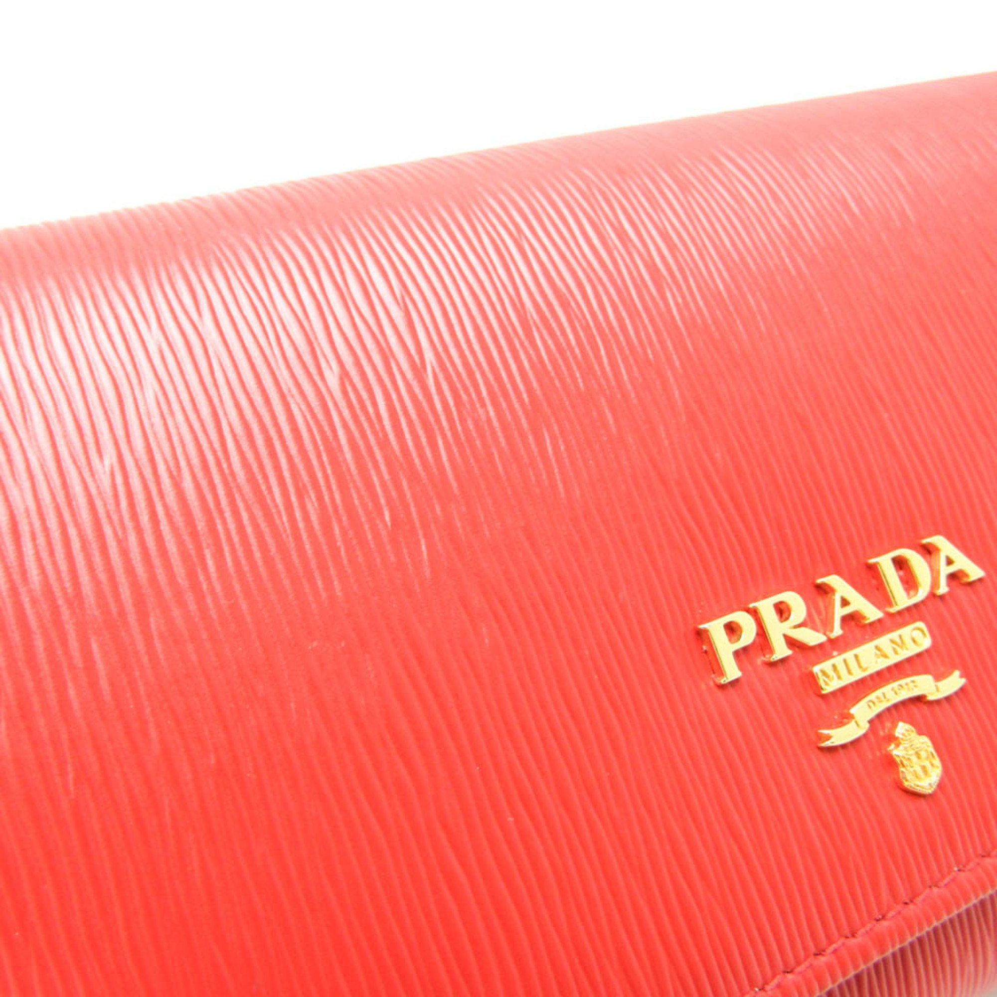 Prada 1MH132 Women's Leather Long Wallet (bi-fold) Lacca