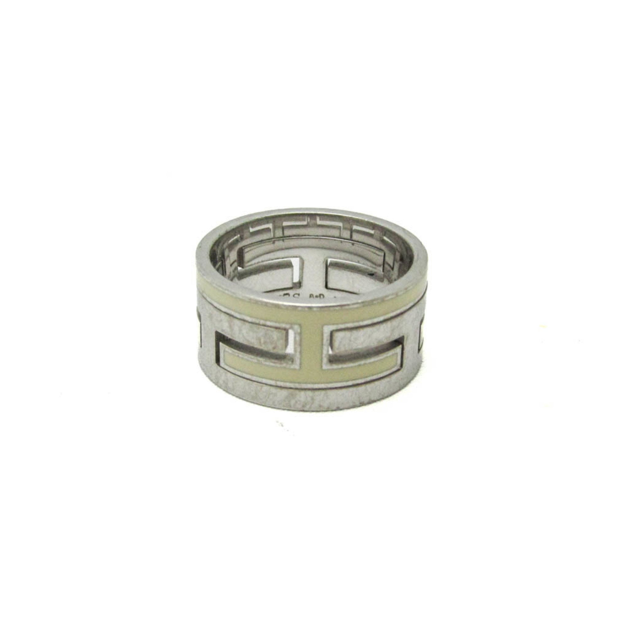 Hermes Move H Silver 925 Casual No Stone Band Ring Off-white,Silver