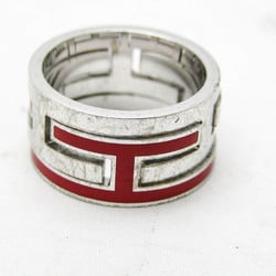 Hermes Move H Silver 925 Casual No Stone Band Ring Red Color,Silver