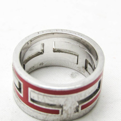 Hermes Move H Silver 925 Casual No Stone Band Ring Red Color,Silver