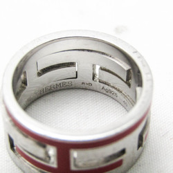 Hermes Move H Silver 925 Casual No Stone Band Ring Red Color,Silver