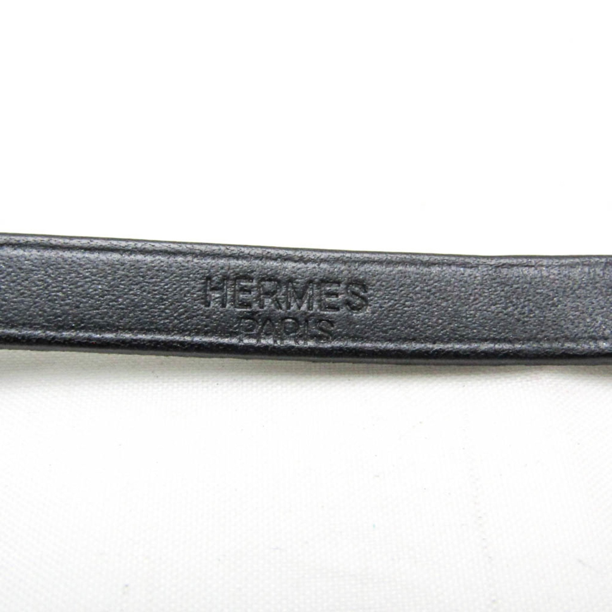 Hermes API III Long Leather No Stone Charm Bracelet Black